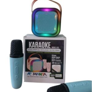 parlante con dos microfono caraok bt, rgb