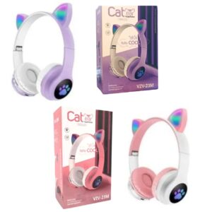 auriculares gato, con luz led, bt