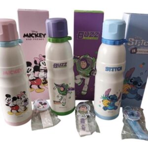 botella infantil 600ml, micky stitch y buzz