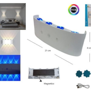 led de pared bidireccional rgb c/sensor imantada