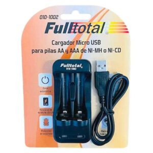 cargador de pila fulltotal, carga con usb aa y aaa