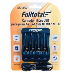 cargador de pila fulltotal, carga con usb aa y aaa 2