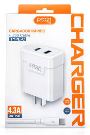cargador pro21 4.3amp usb tc, mas tc entrada
