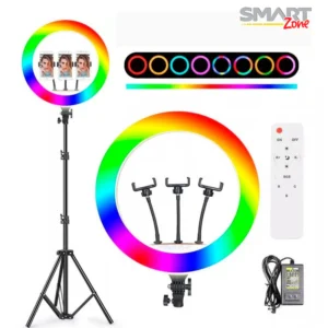 aro de luz 45cm rgb, con tripode, con control remoto