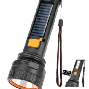 linterna de mano portatil, carga usb y solar