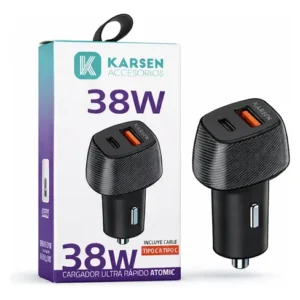 cargador auto karsen 38w con cable tc tc