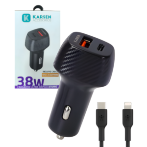 cargador auto karsen 38w con cable tc a iphone