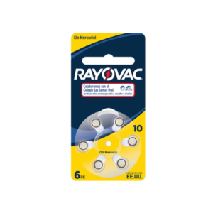 pila rayovac 10, para audifono, x6 blister